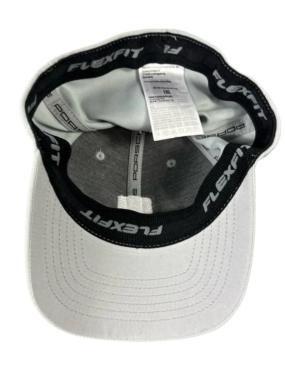 Genuine Porsche Porsche Grey Flexfit Ball Cap Trucker Hat Crest Patch On Front
